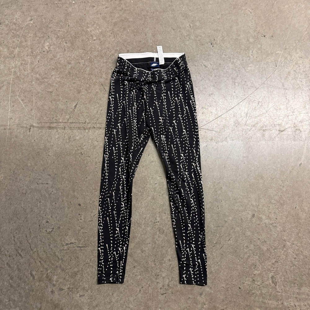Nike Womens Small Black Dotted Line Print Athletic Leggings Yoga Pants Small